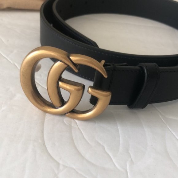 Gucci Leather Double G buckle  Belt Black Made in Italy 1in Wide New Sz. 100-40 - Picture 6 of 10